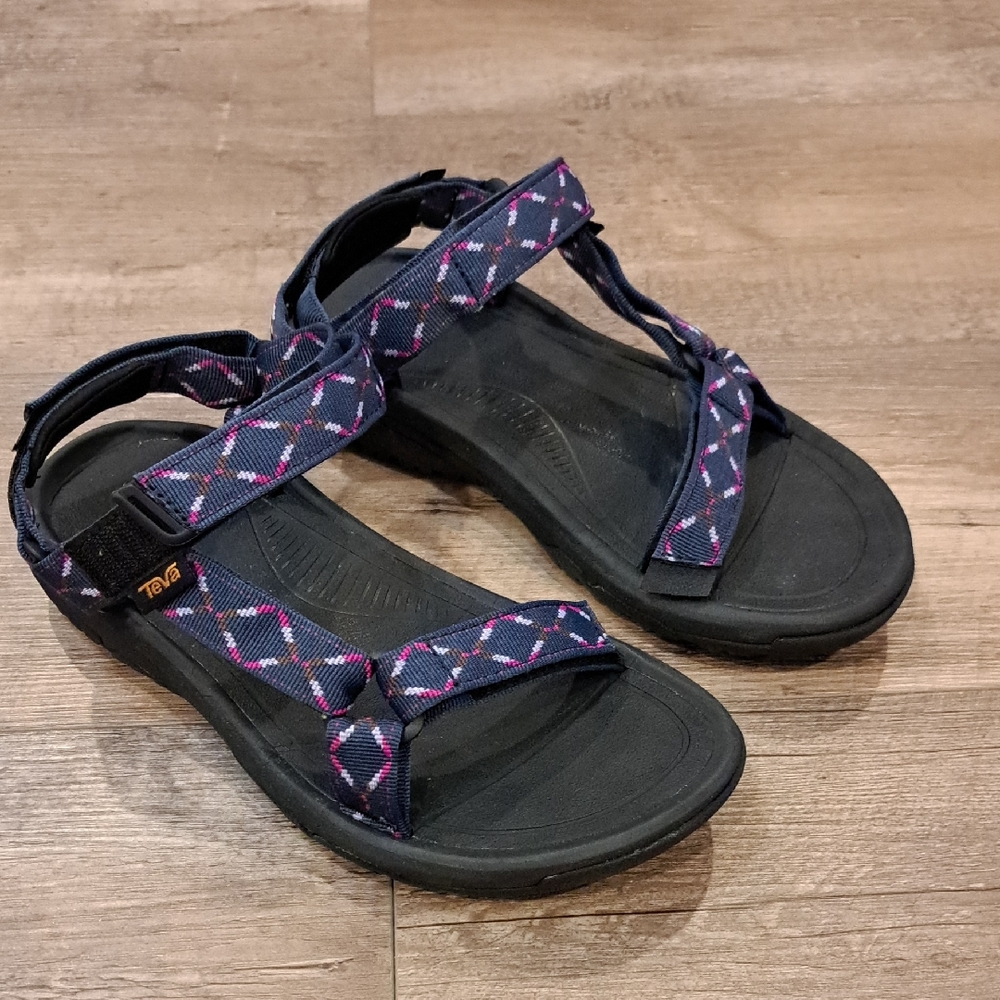 Teva Black and Pink Performance Sandals with Adjustable Straps